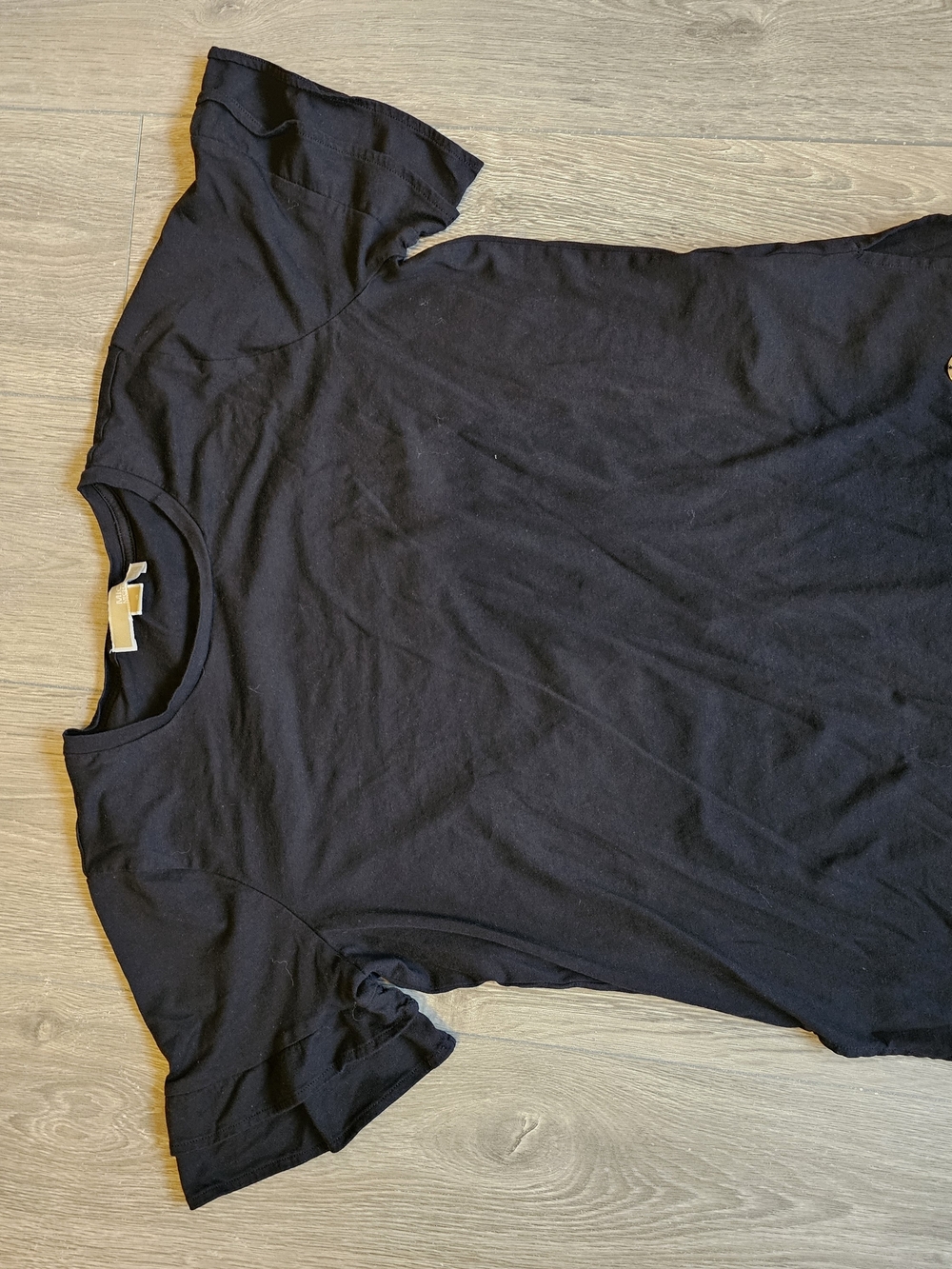 MICHAEL Michael Kors Black Short Sleeve With Ruffles Crewneck Tee